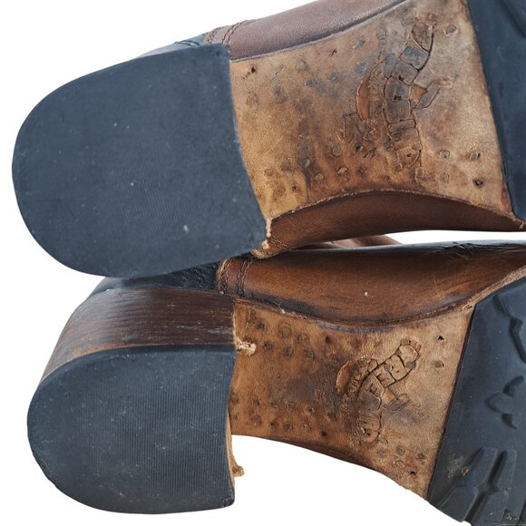 Freebird Fuego Over the Knee Brown Leather Heeled Boots Size 12 Tall Distressed - Picture 13 of 16